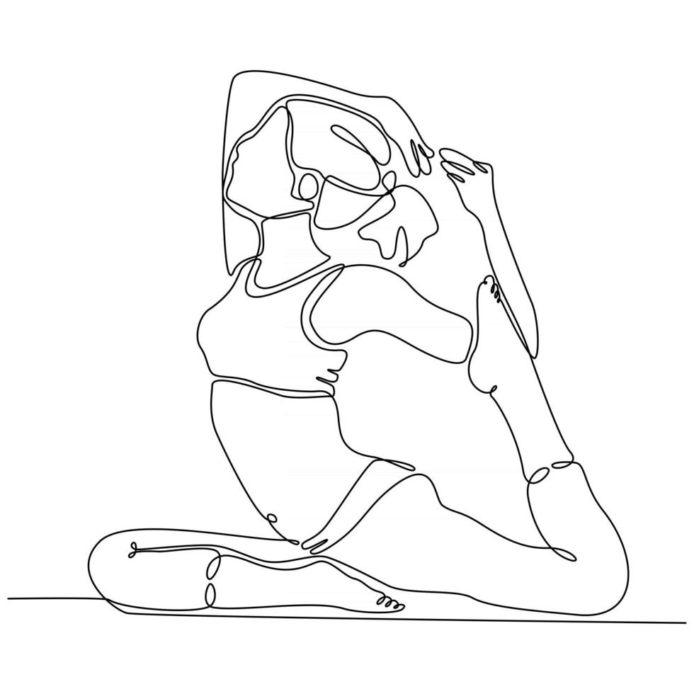 continuous line drawing of yoga lady vector illustration