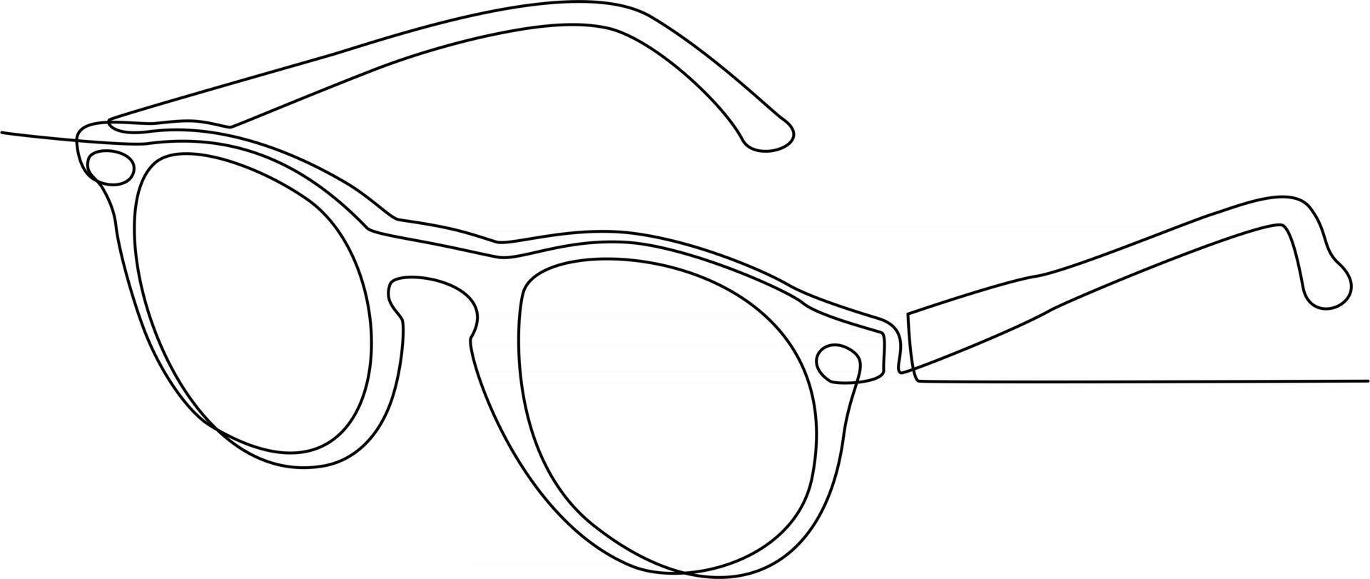 Continuous one line drawing of eye glasses. Vector minimalism design isolated on white background