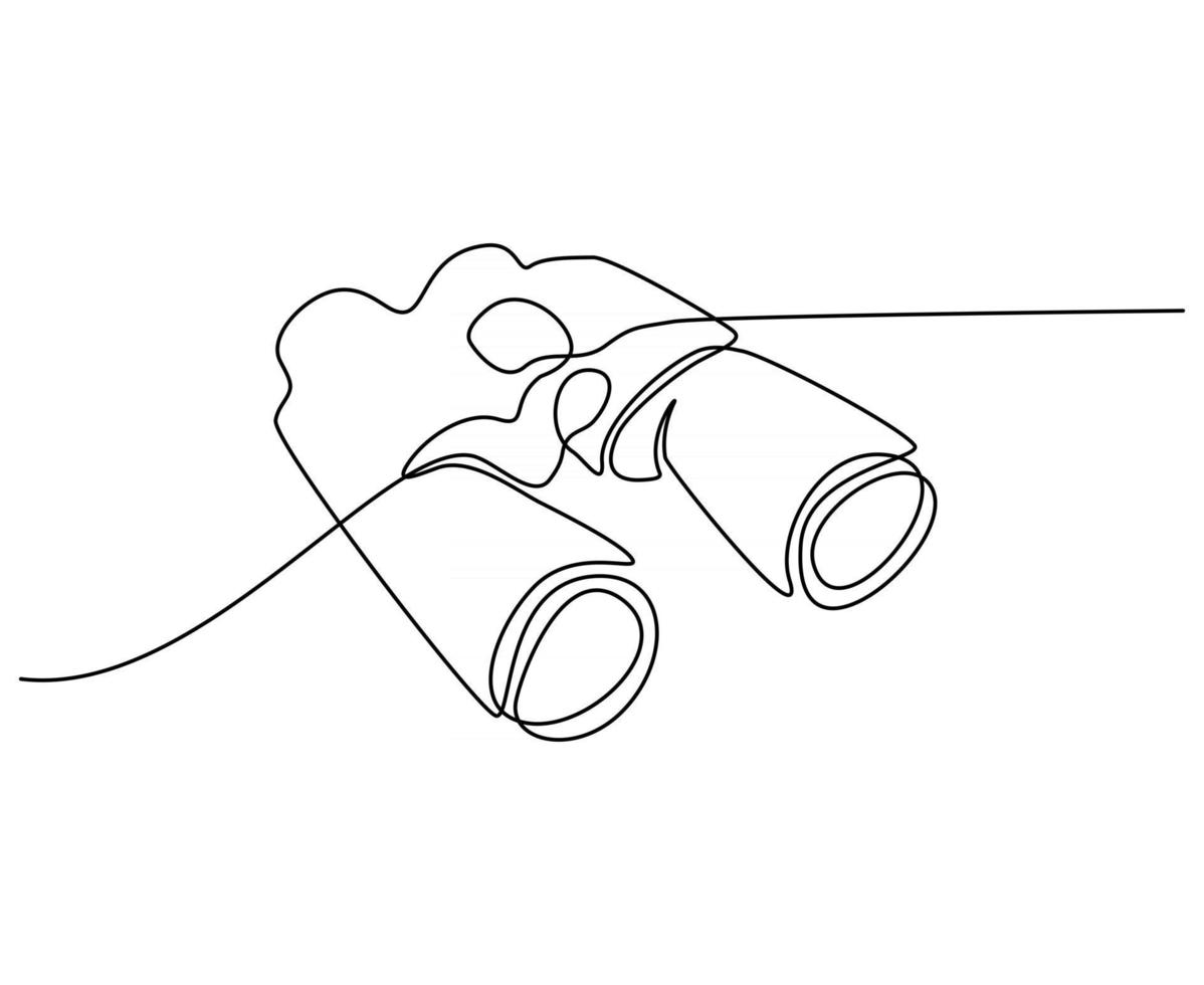 Ilustración de vector de dibujo de línea continua binocular