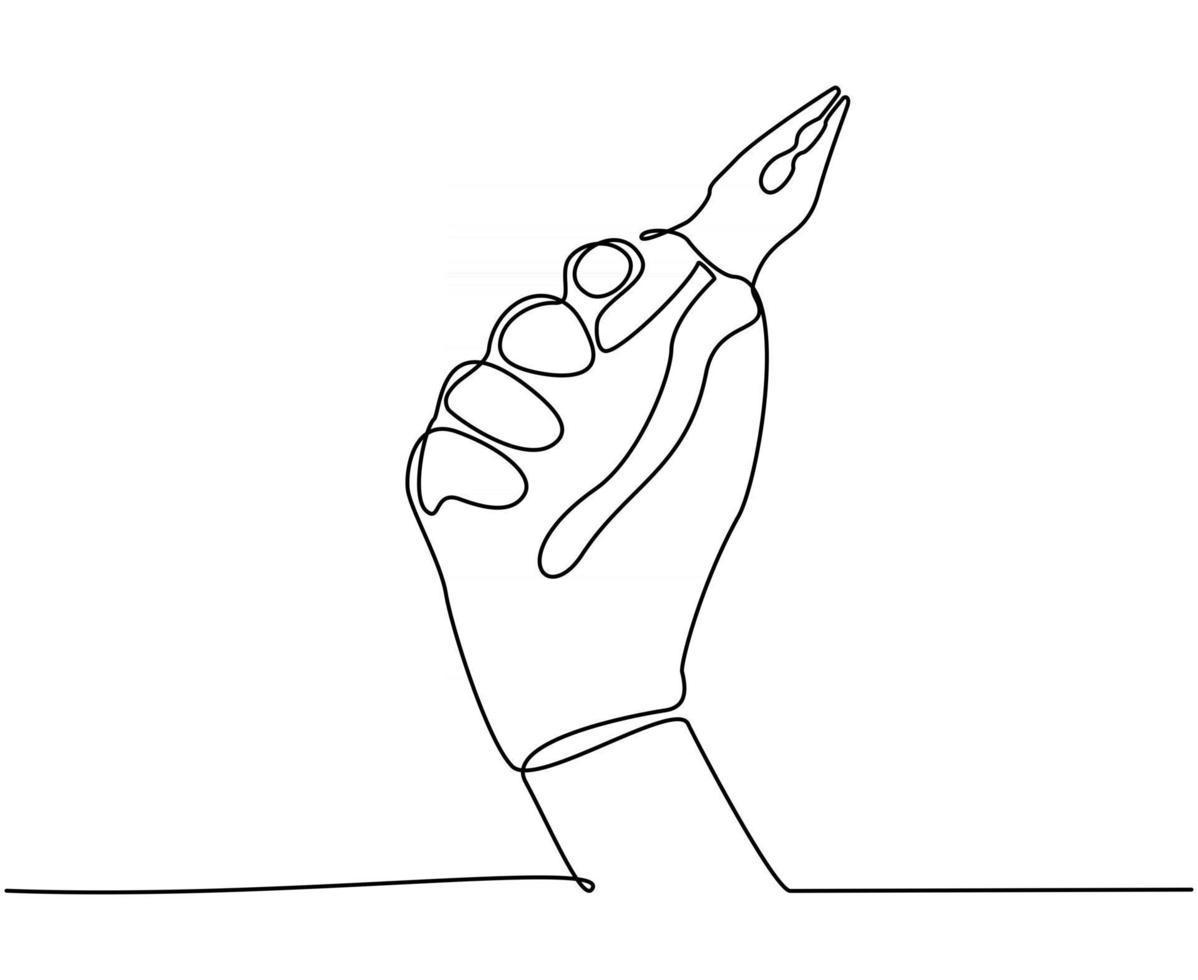 continuous line drawing of a hand holding pliers vector illustration