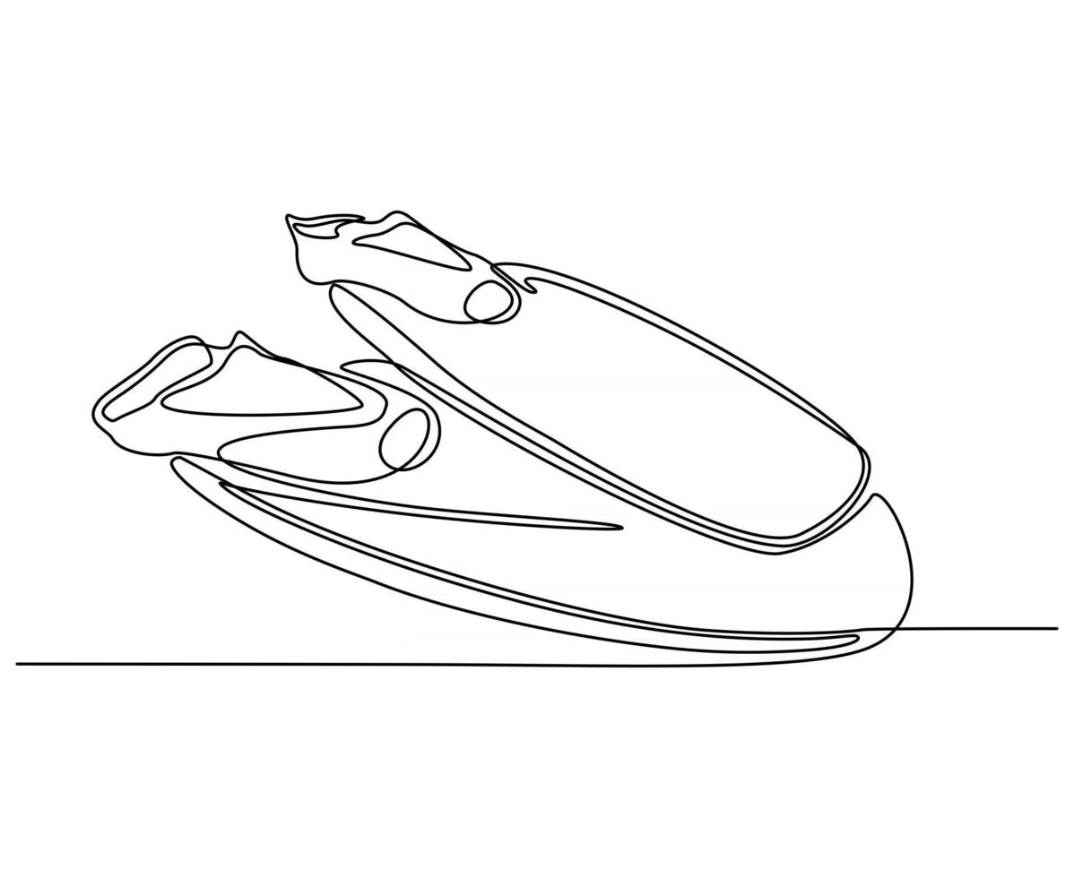 continuous line drawing of diving fins vector illustration