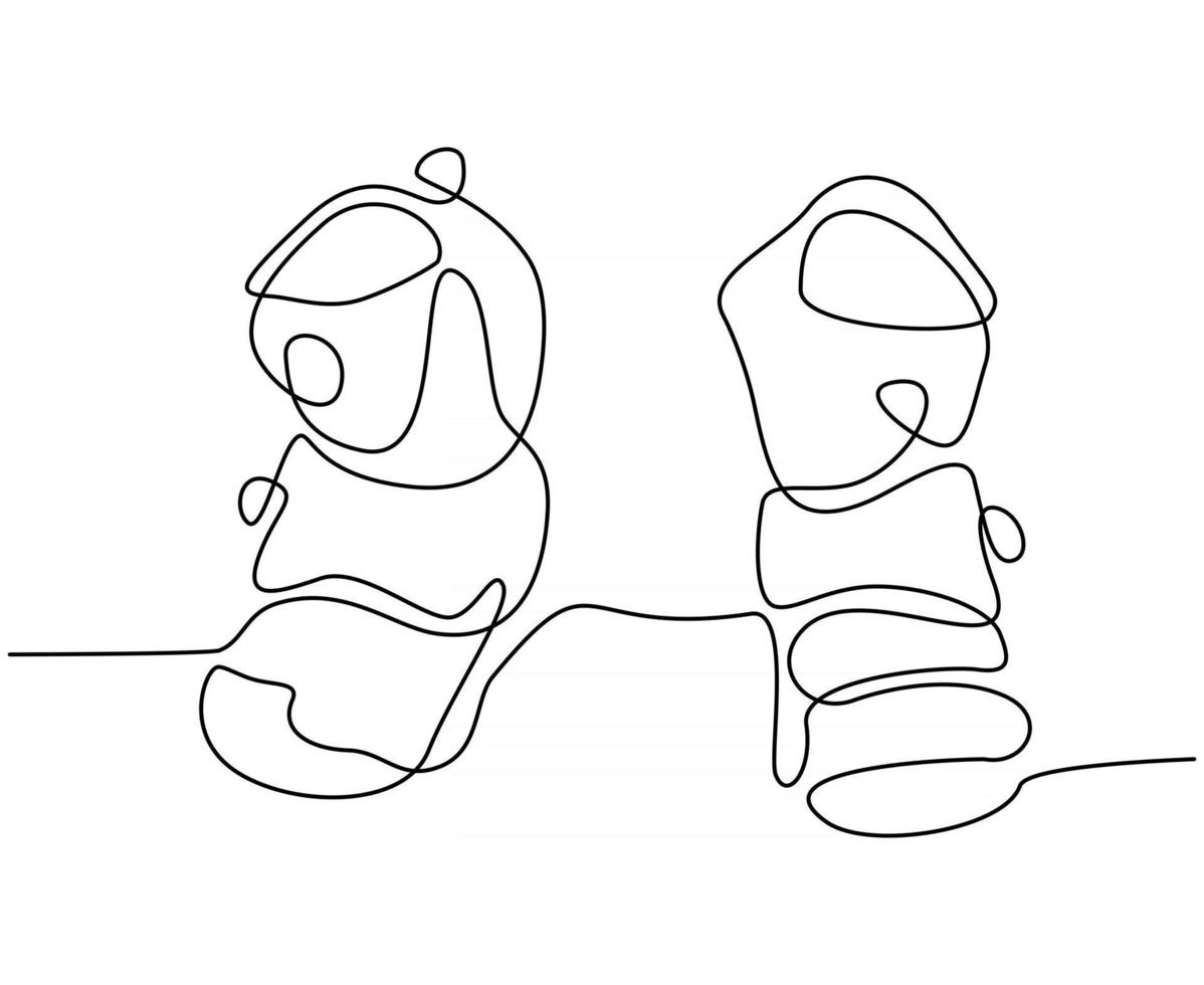 continuous line drawing of snow skates vector illustration