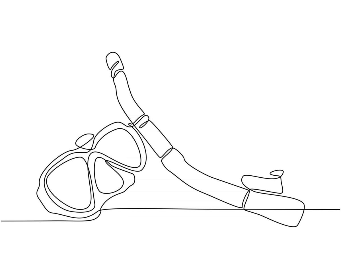 Continuous line drawing of diving mask diving equipment object vector illustration