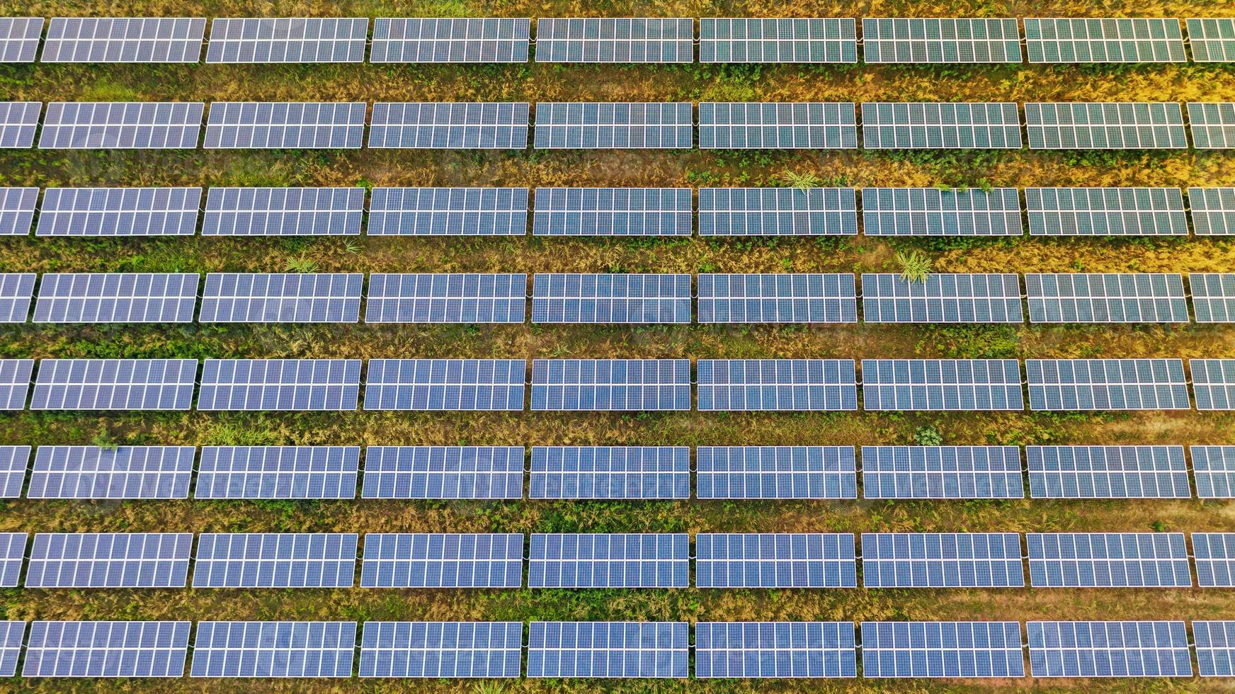 Aerial top view of Solar panels photo
