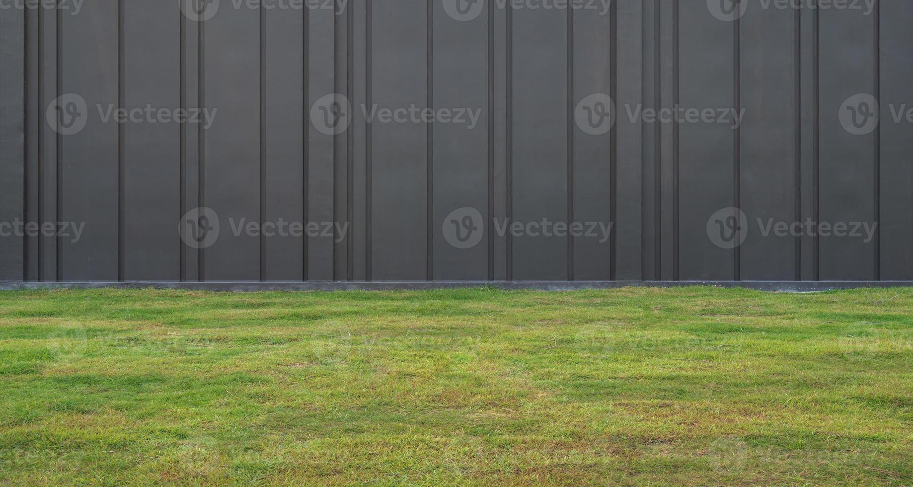 Green grass and black wall background photo