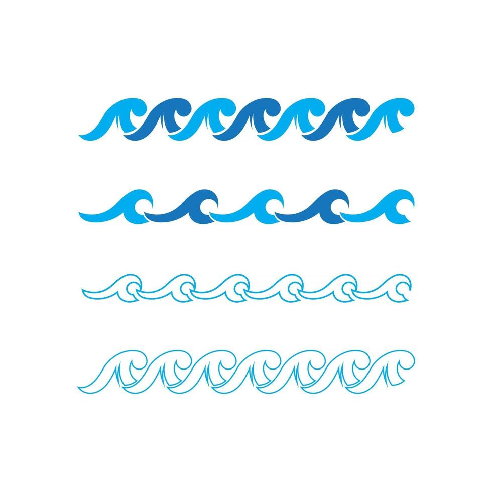 Water wave icon vector set of beach and ocean logo deisgn set