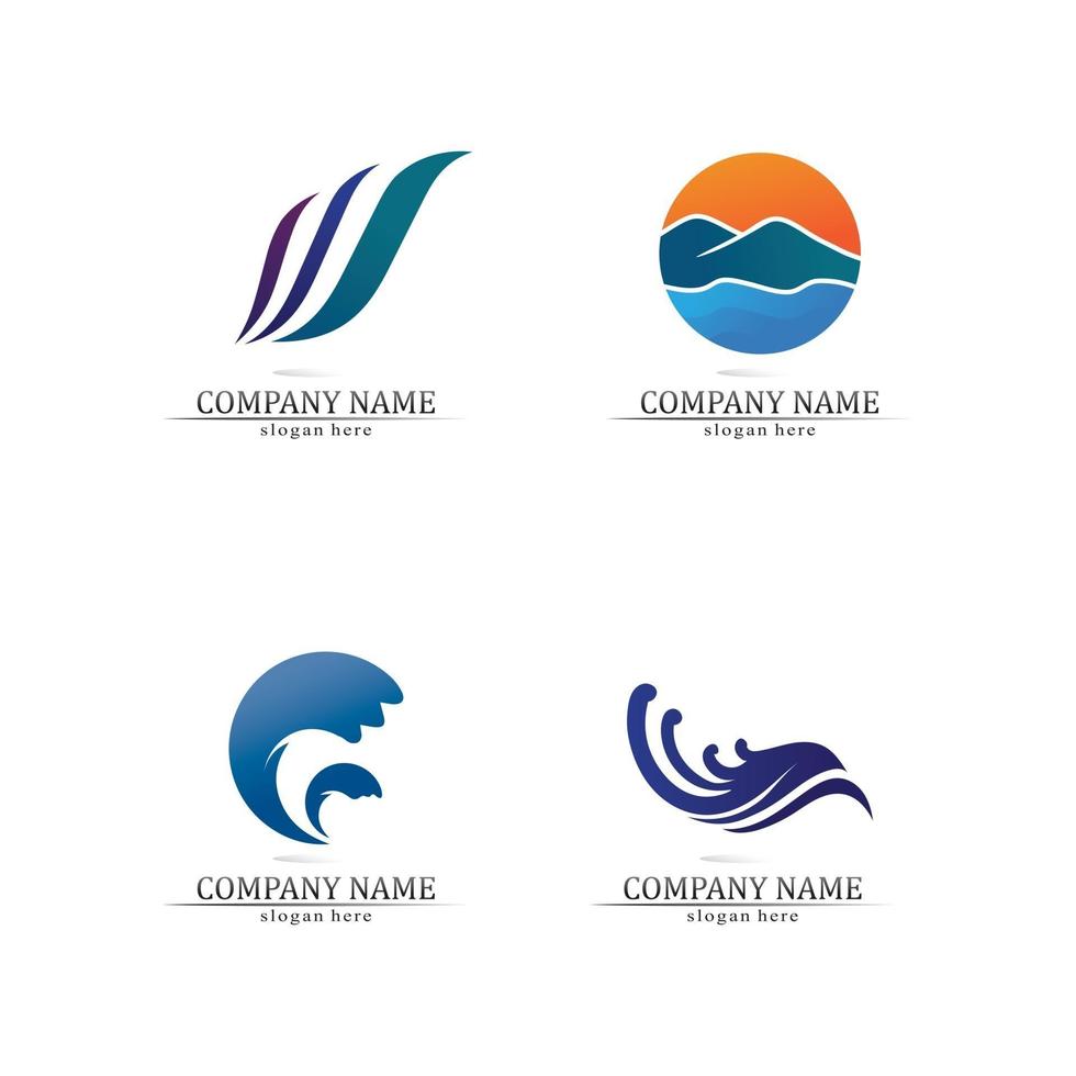 Water drop and wave icon Logo and design set for Template vector