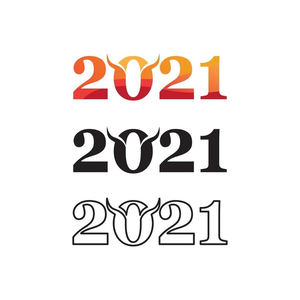 número año nuevo 2021 diseño vector logo y diseño número