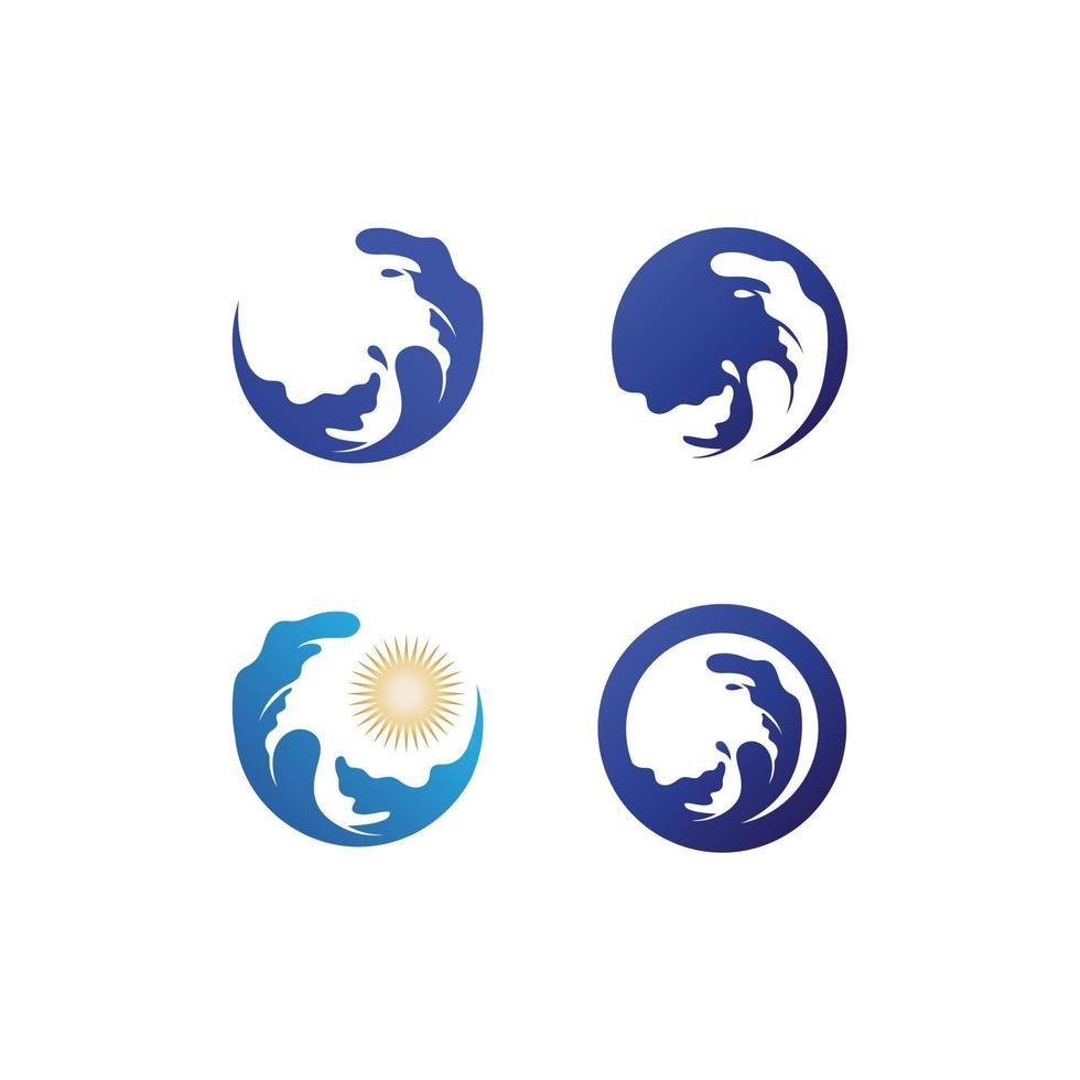 Diseño de logotipo de vector de icono de agua y ola con montaña y primavera