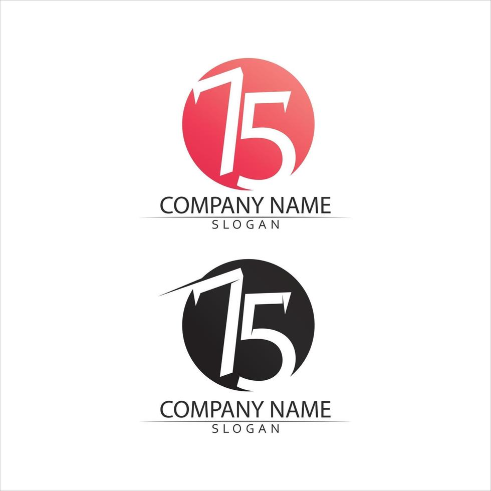 number 75 logo design and concept with flag logo design set vector