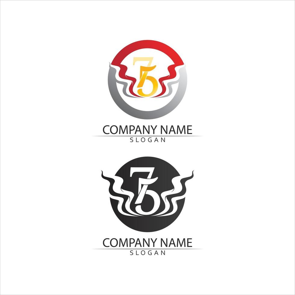 number 75 logo design and concept with flag logo design set vector