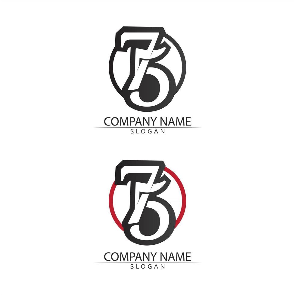 number 75 logo design and concept with flag logo design set vector