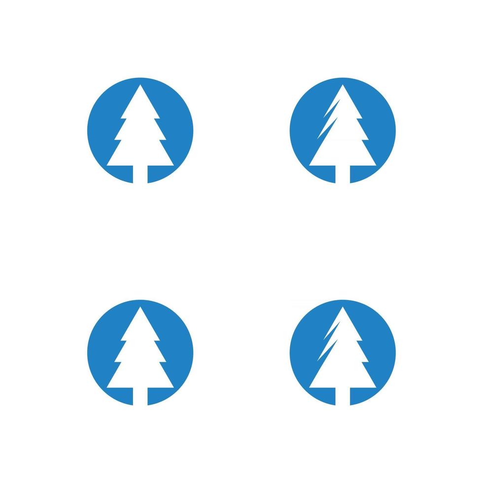 pinos feliz navidad icono árbol vector ilustración y diseño de logotipo