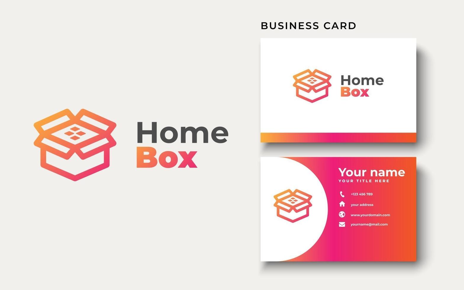 Box with roof house logo design. Orange Gradient color. can be used for Real Estate, Etc. vector