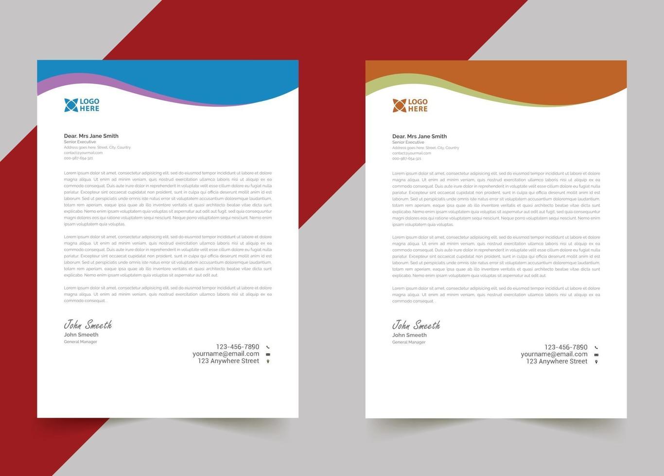 Sample letterhead template design for your business vector