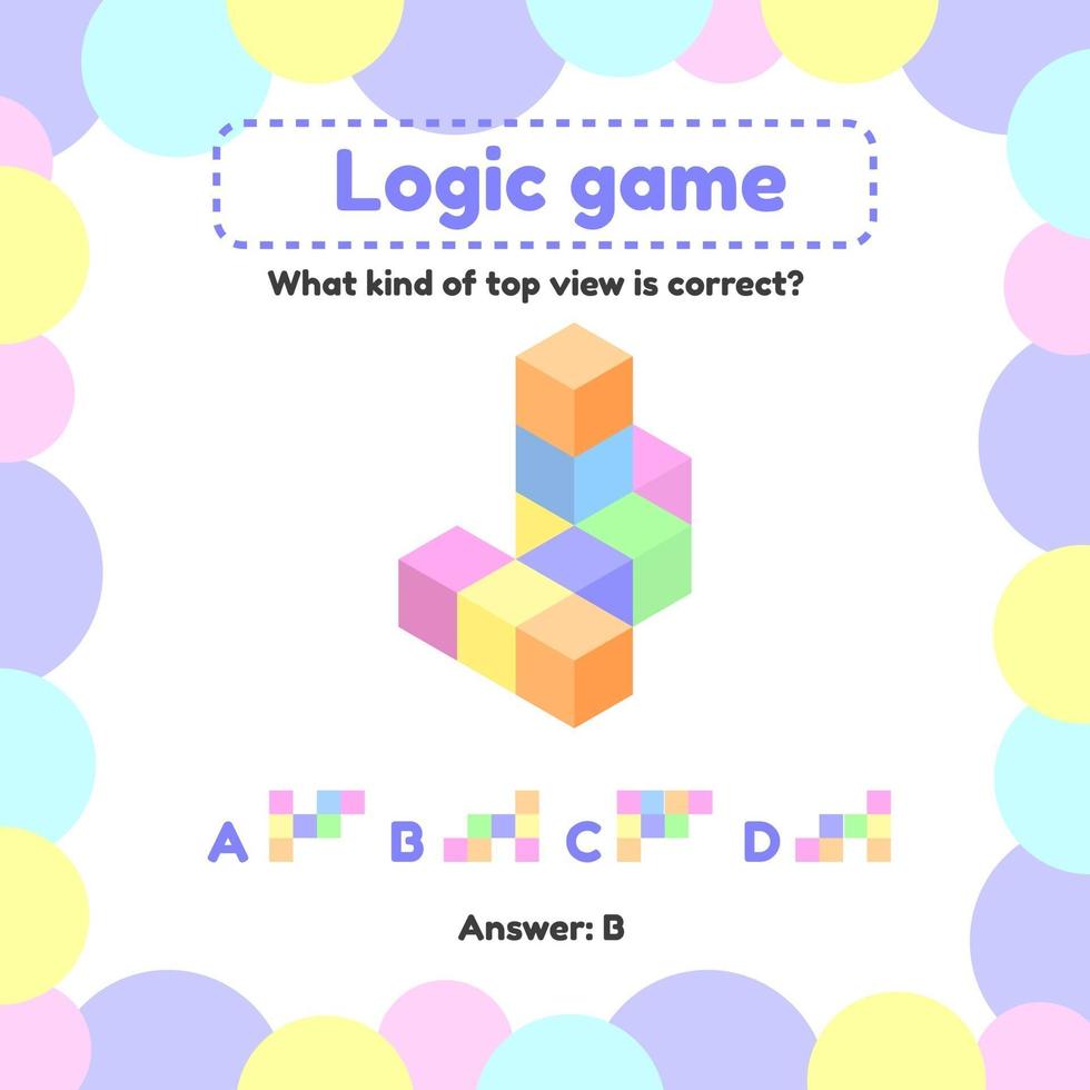 Vector illustration. Logic game for preschool and school age children. what is the view from the top right