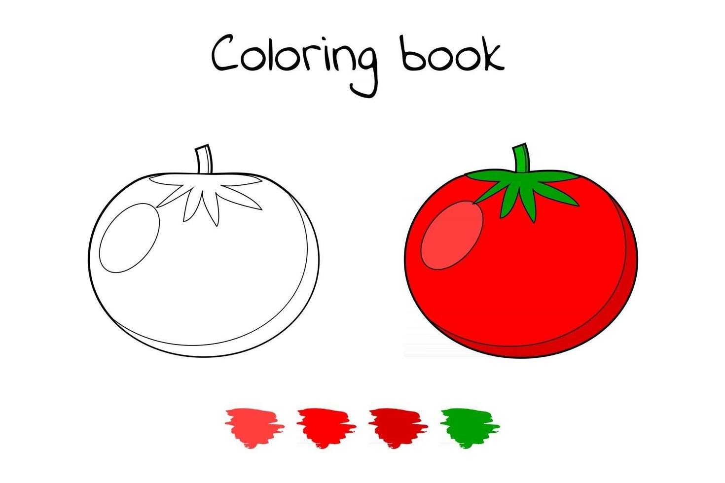 ilustración vectorial. juego para niños. vegetal. dibujo para colorear tomate vector