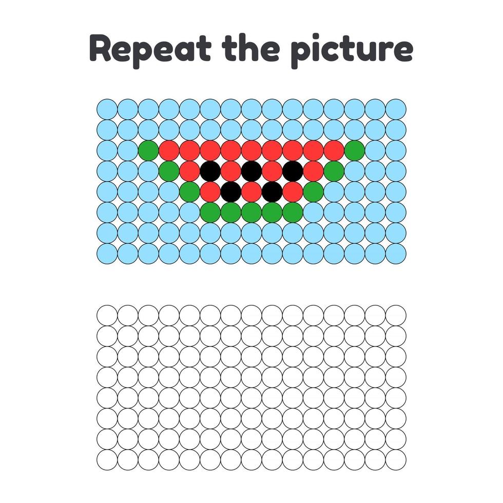 ilustración vectorial. juego para niños en edad preescolar. repite la imagen. pintar los círculos. pedazo de sandía sobre un fondo azul. vector