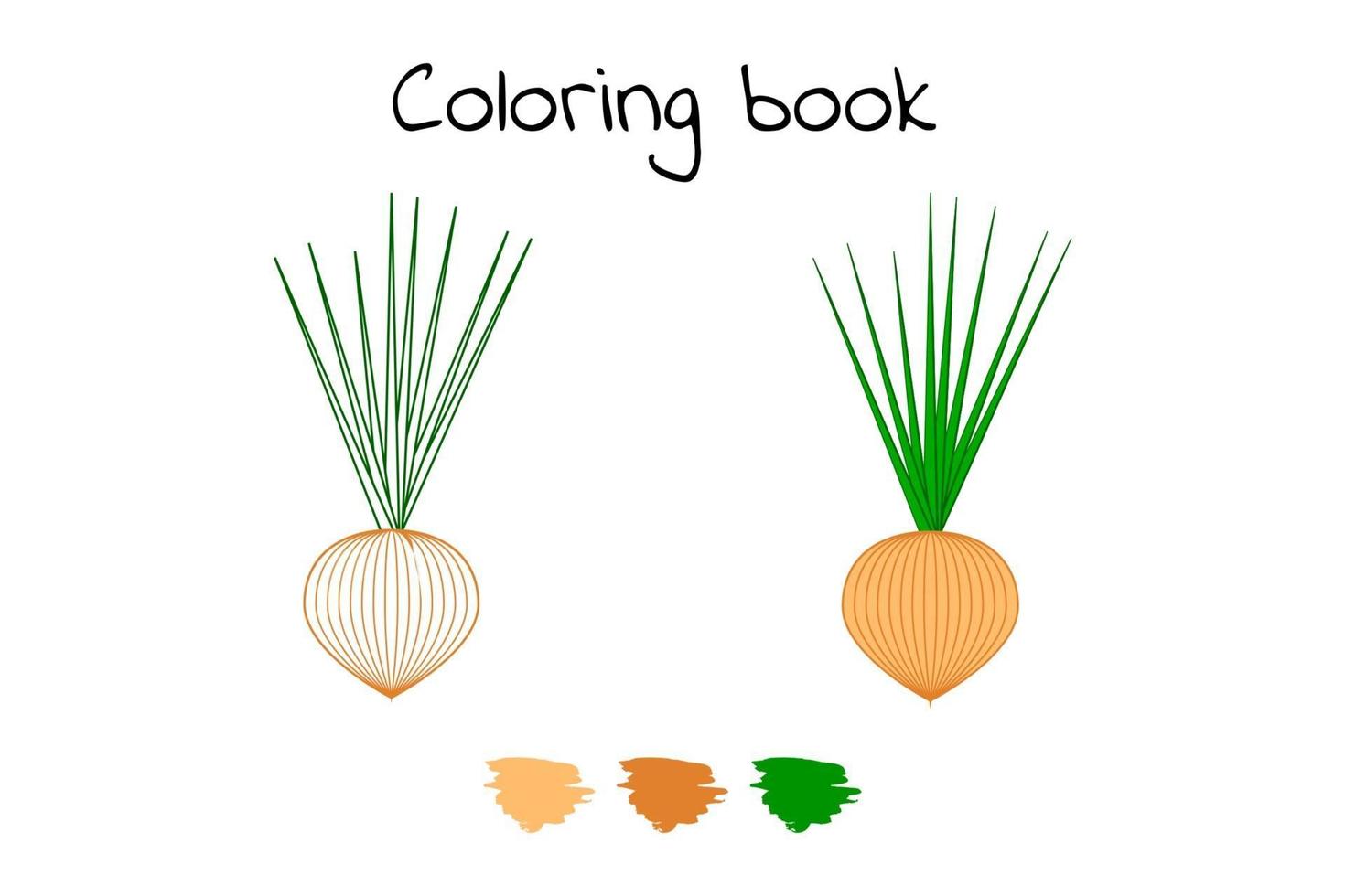 Vector illustration. Game for children. Vegetable. Coloring page onion