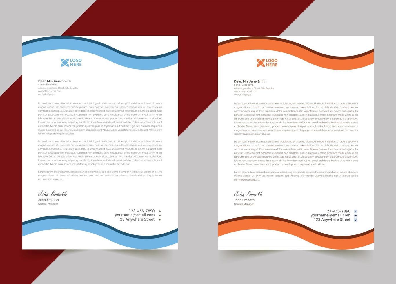 Professional creative letterhead template design for your business vector