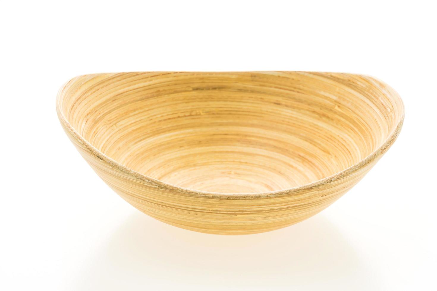 Wooden bowl on white photo