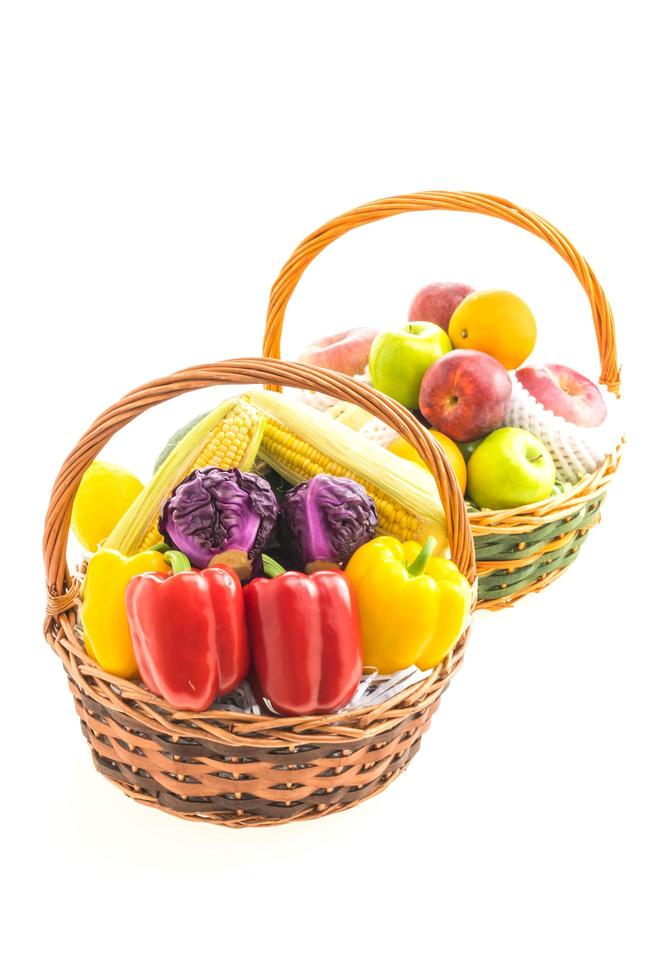 Vegetable basket on white photo