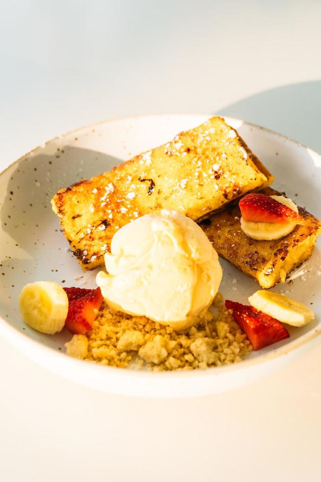 Sweet dessert french toast and ice cream photo