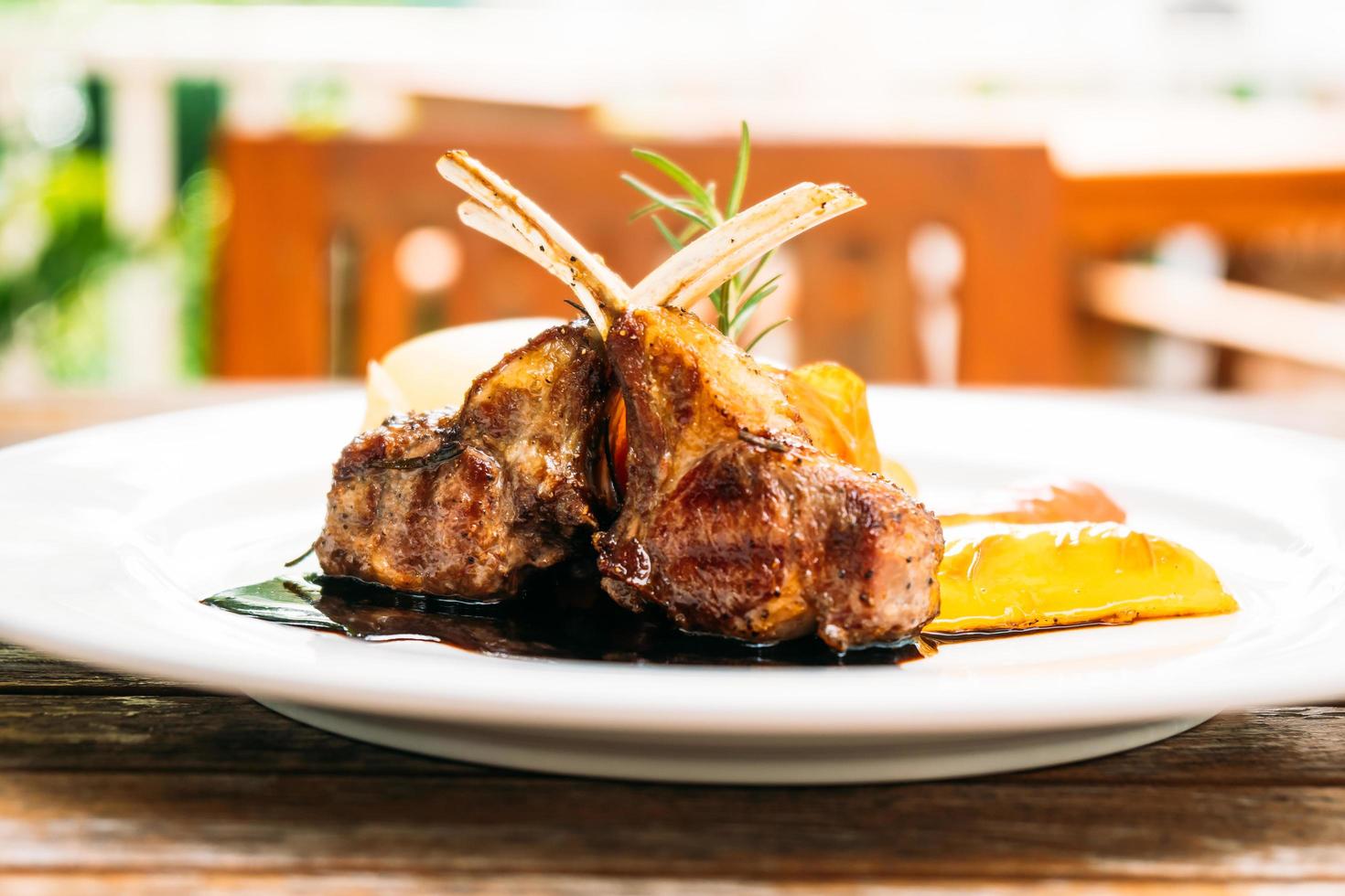 Grilled lamb chop photo