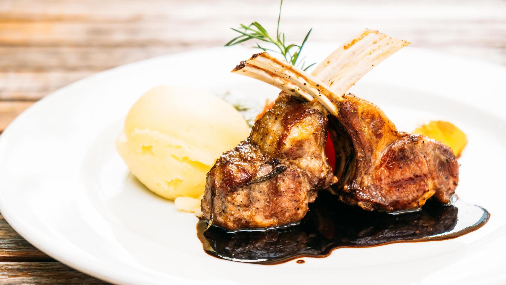 Grilled lamb chop photo