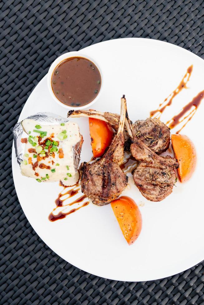 Grilled lamb chop photo