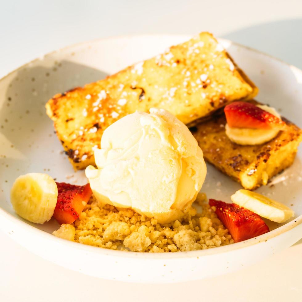 Sweet dessert french toast and ice cream photo