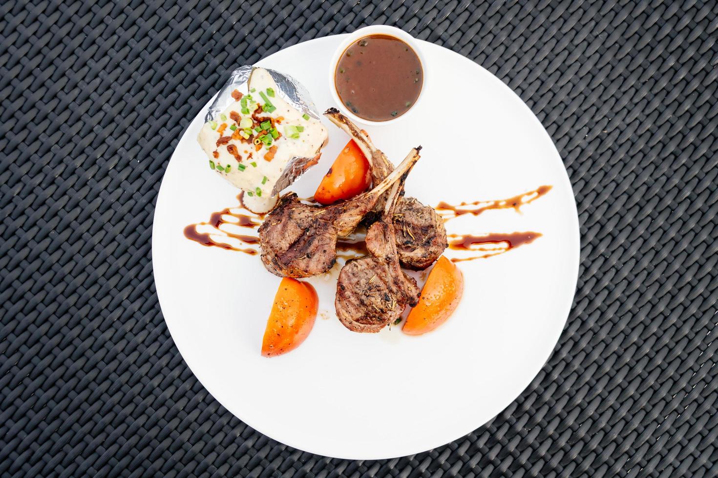 Grilled lamb chop photo