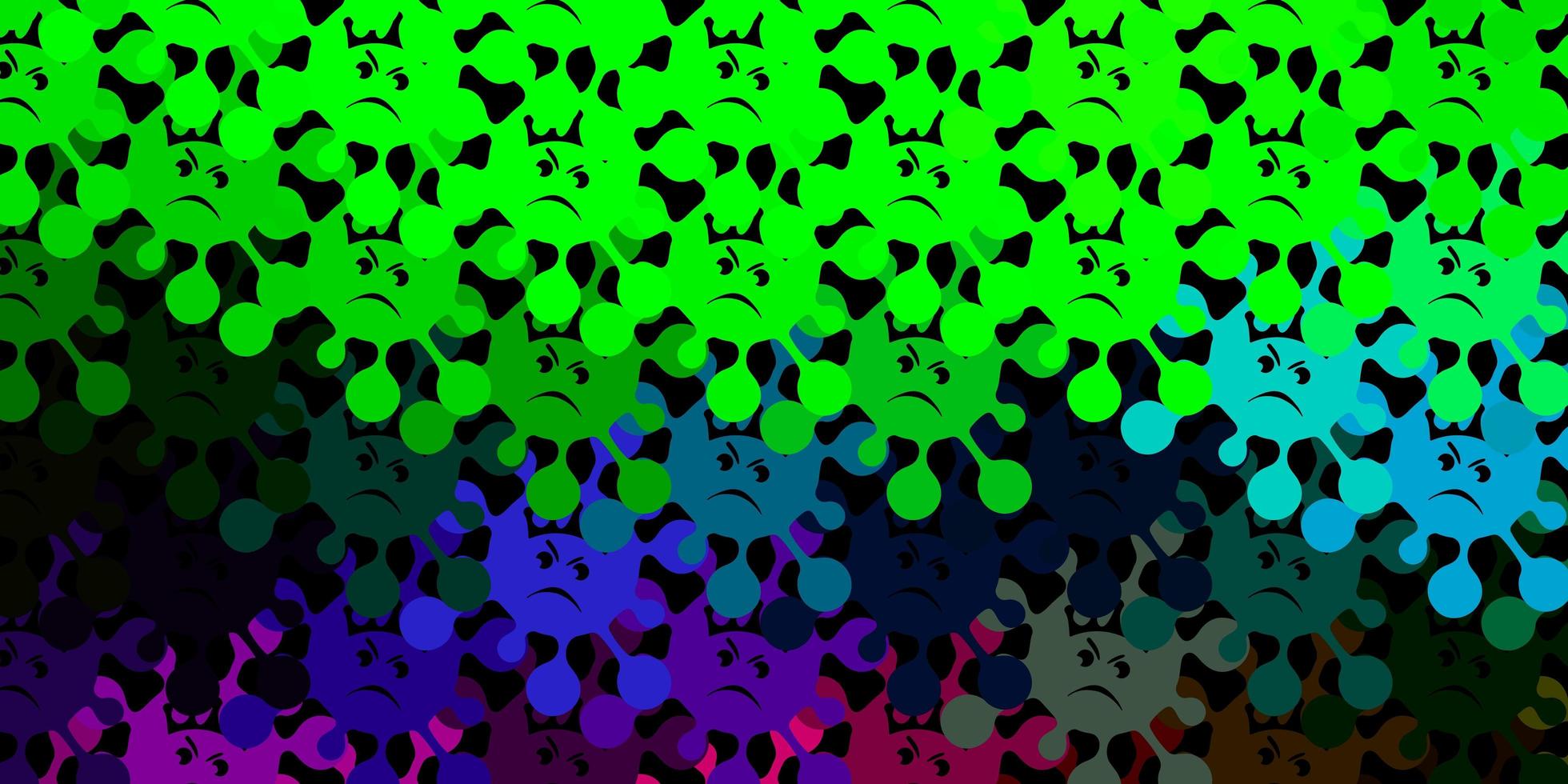 Dark multicolor vector pattern with coronavirus elements.