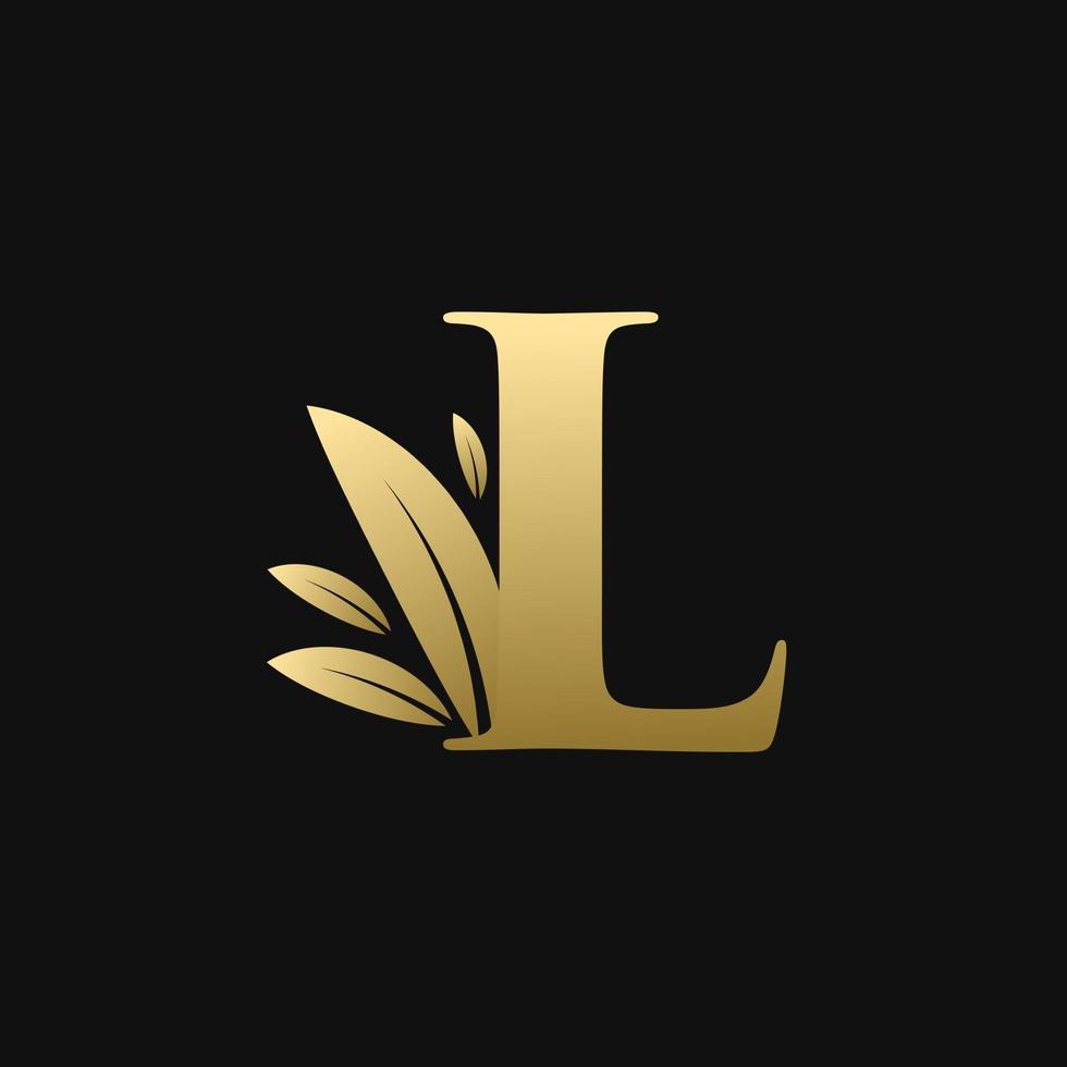 Golden Initial Letter L Leaf Logo vector