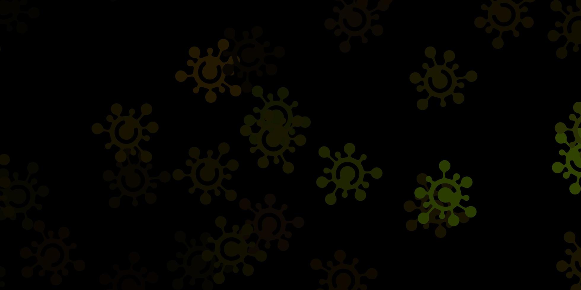 Dark green, yellow vector texture with disease symbols.