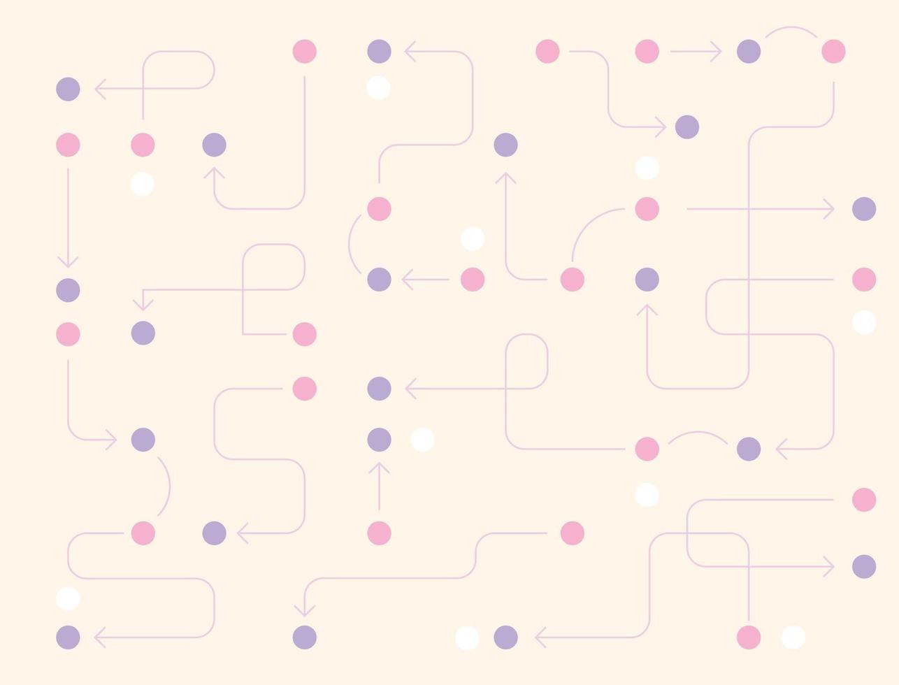 Small circles connected by complex arrow lines. Simple pattern design template. vector