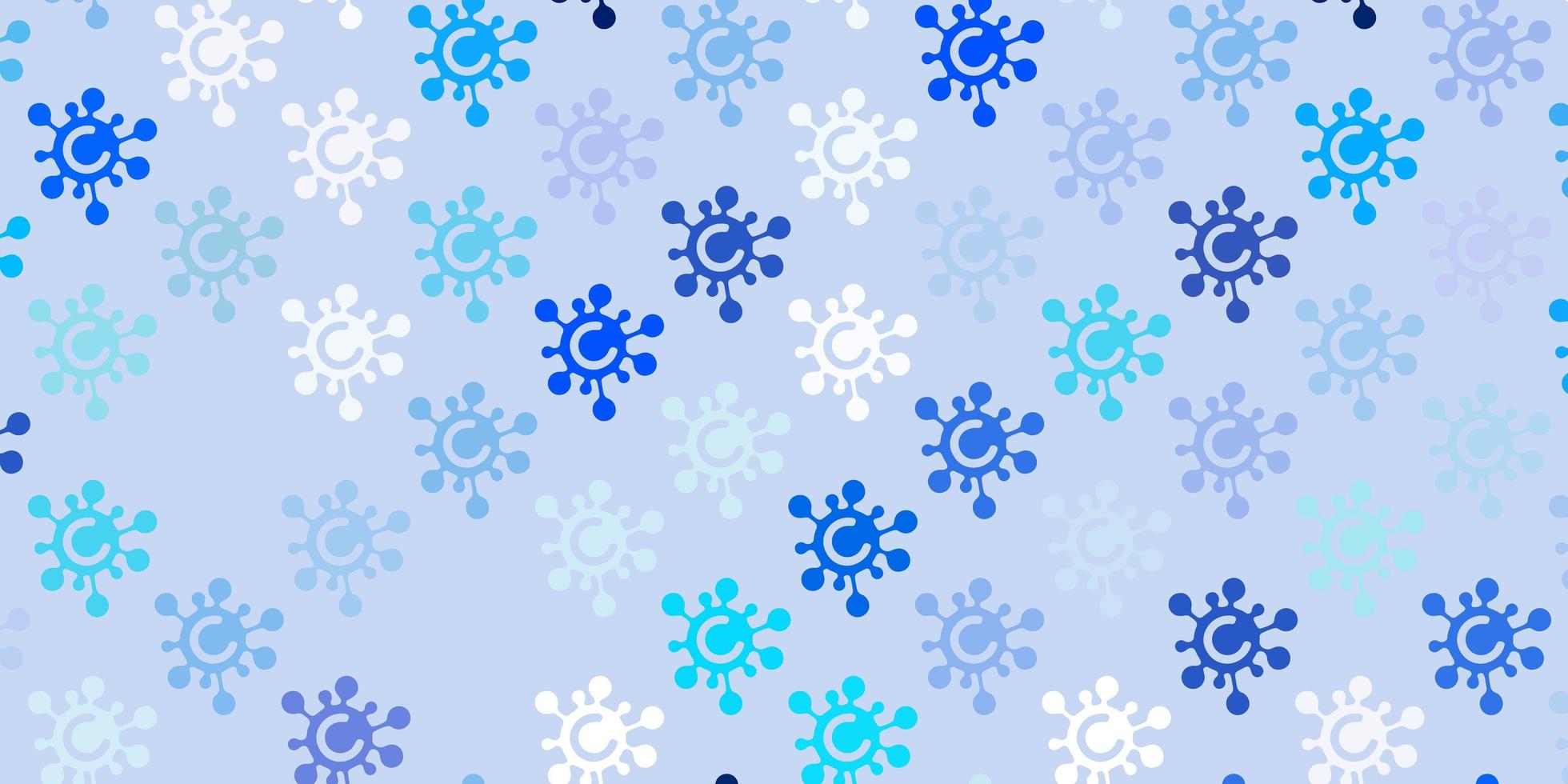 Light BLUE vector background with covid-19 symbols.