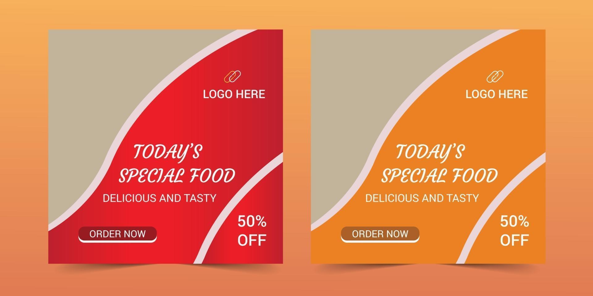 Food menu banner template, Social media food template, food banner, Instagram Post , Food template with orange, advertainment, Ad banner, menu design, Web banner, Travel banner. vector