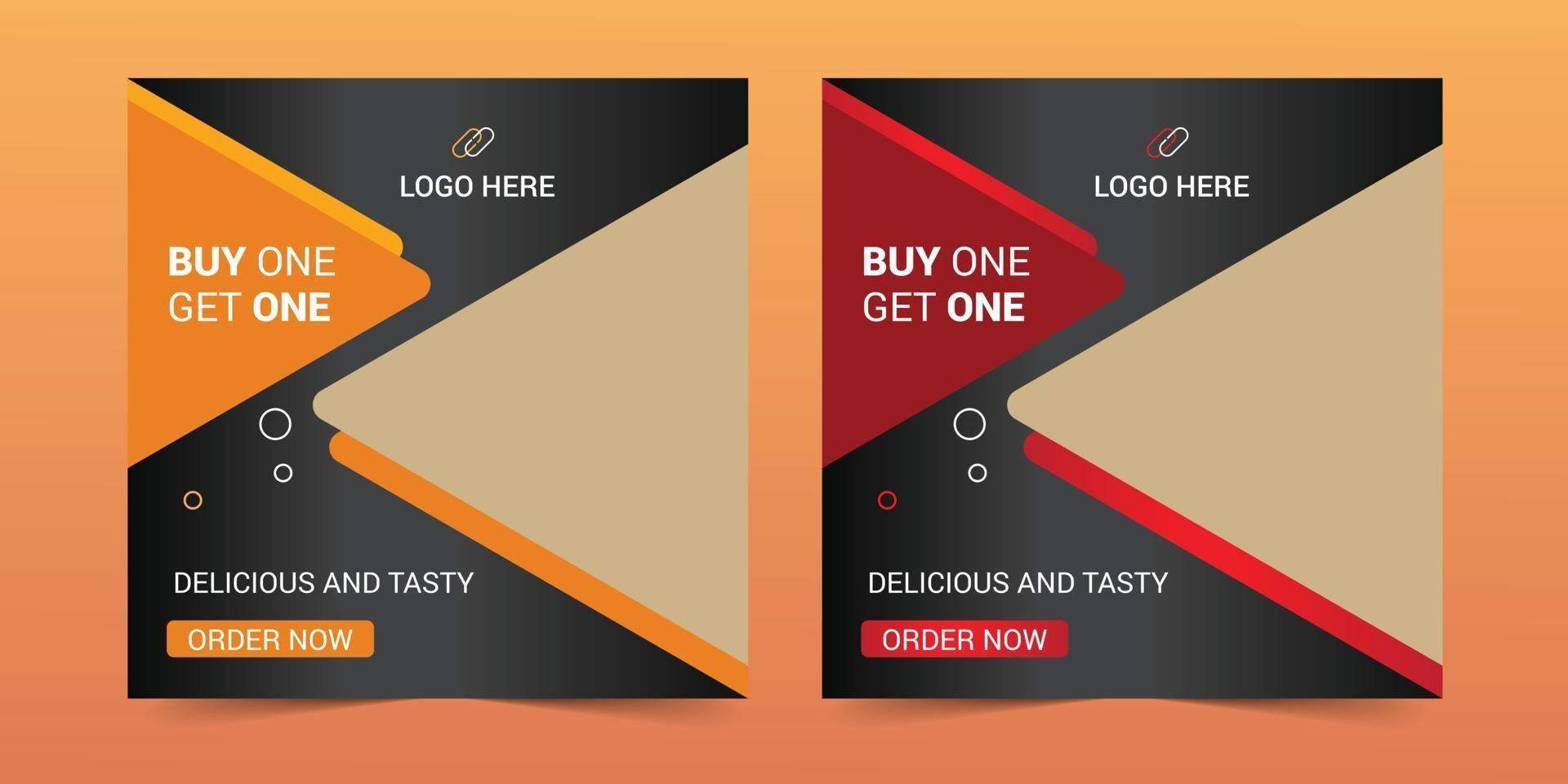 Food menu banner template, Social media food template, food banner, Instagram Post , Food template with orange, advertainment, Ad banner, menu design, Web banner, Travel banner. vector