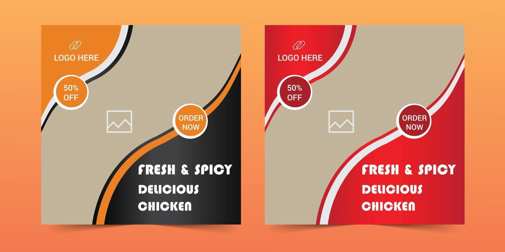 Food menu banner template, Social media food template, food banner, Instagram Post , Food template with orange, advertainment, Ad banner, menu design, Web banner, Travel banner. vector