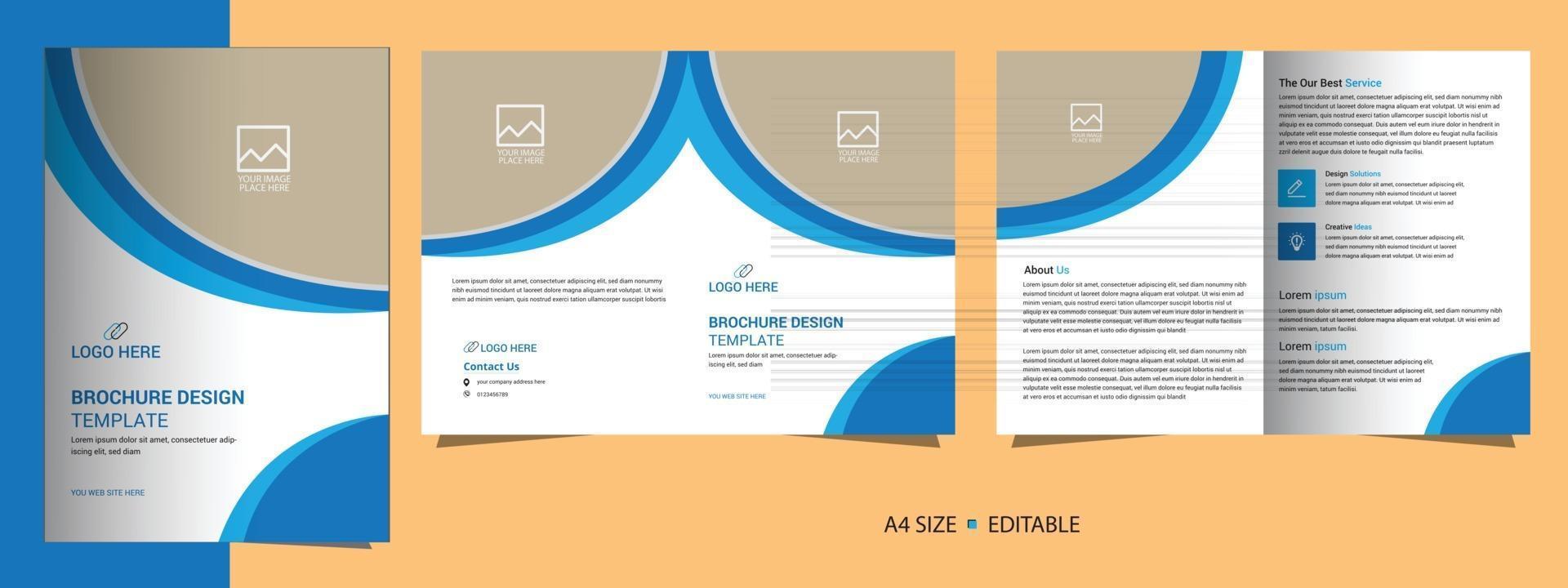 plantilla de folleto corporativo bi-fold, catálogo, plantilla de folleto y totalmente editable. vector