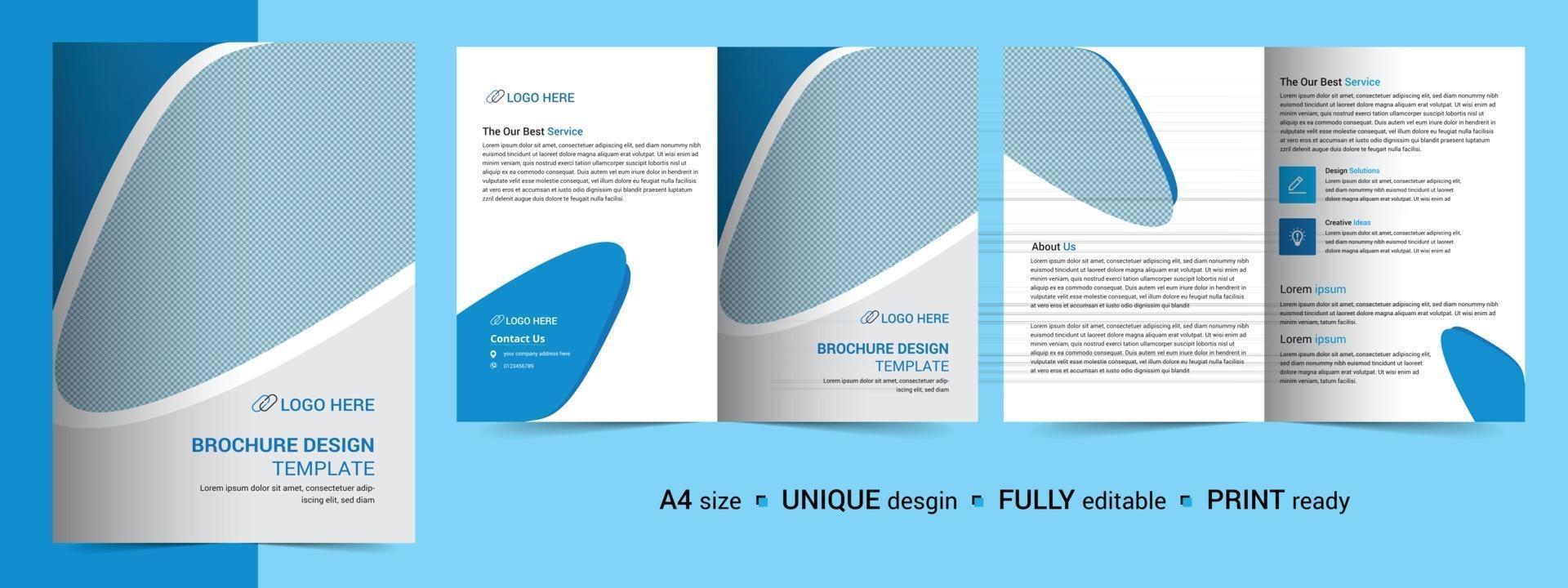 Corporate Bi-fold brochure template, catalog, booklet template and fully editable. vector