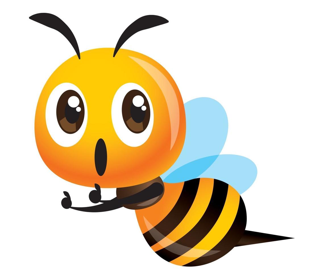 dibujos animados lindo abeja pulgar hacia arriba con expresión de boca  abierta 2785120 Vector en Vecteezy