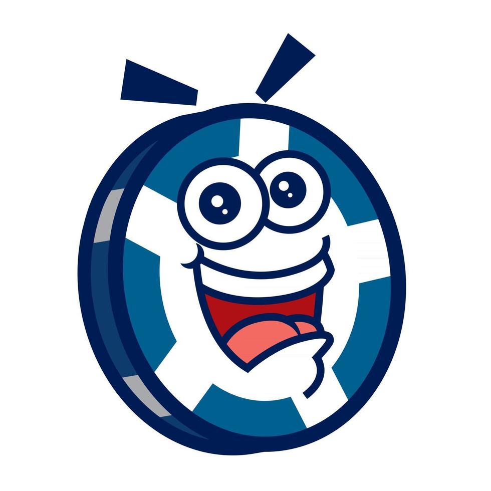 Cute blue and white poker chip laughin vector