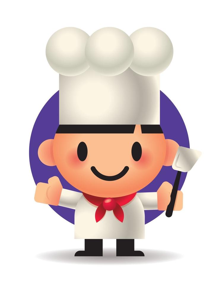 Cartoon chute chef holding a spatula cooking tool vector