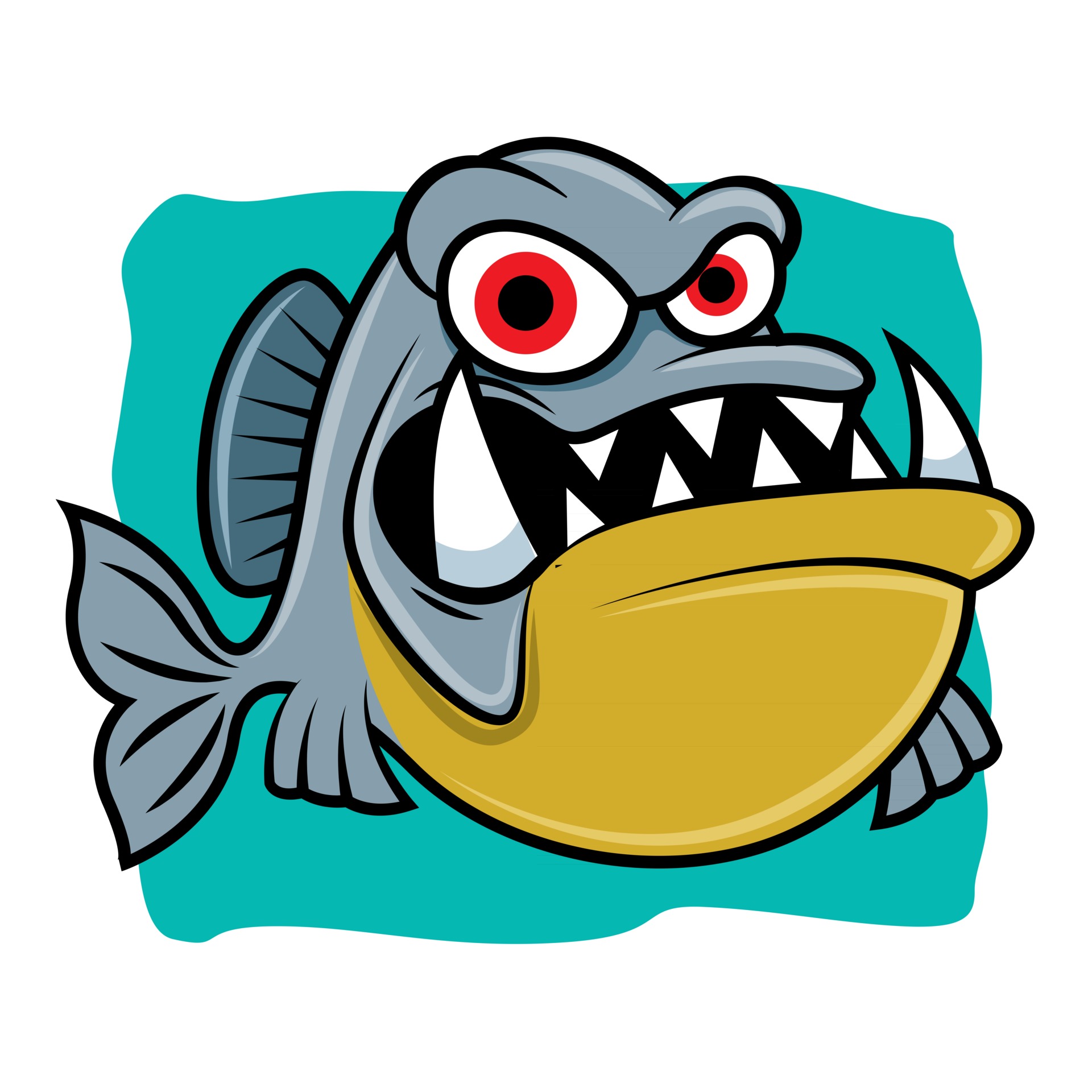 Cartoon angry piranha fish with big sharp teeth on blue sea background  2785147 Vector Art at Vecteezy