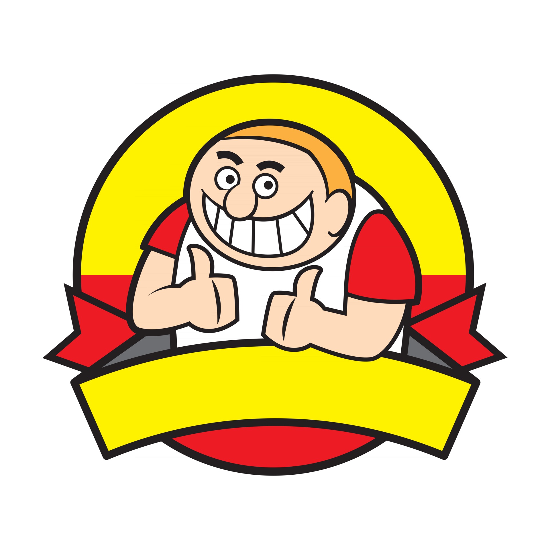 Cartoon Happy fat man with big thumb up