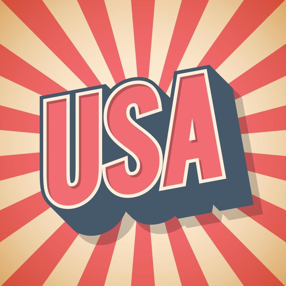 USA, text retro poster. Vector illustration