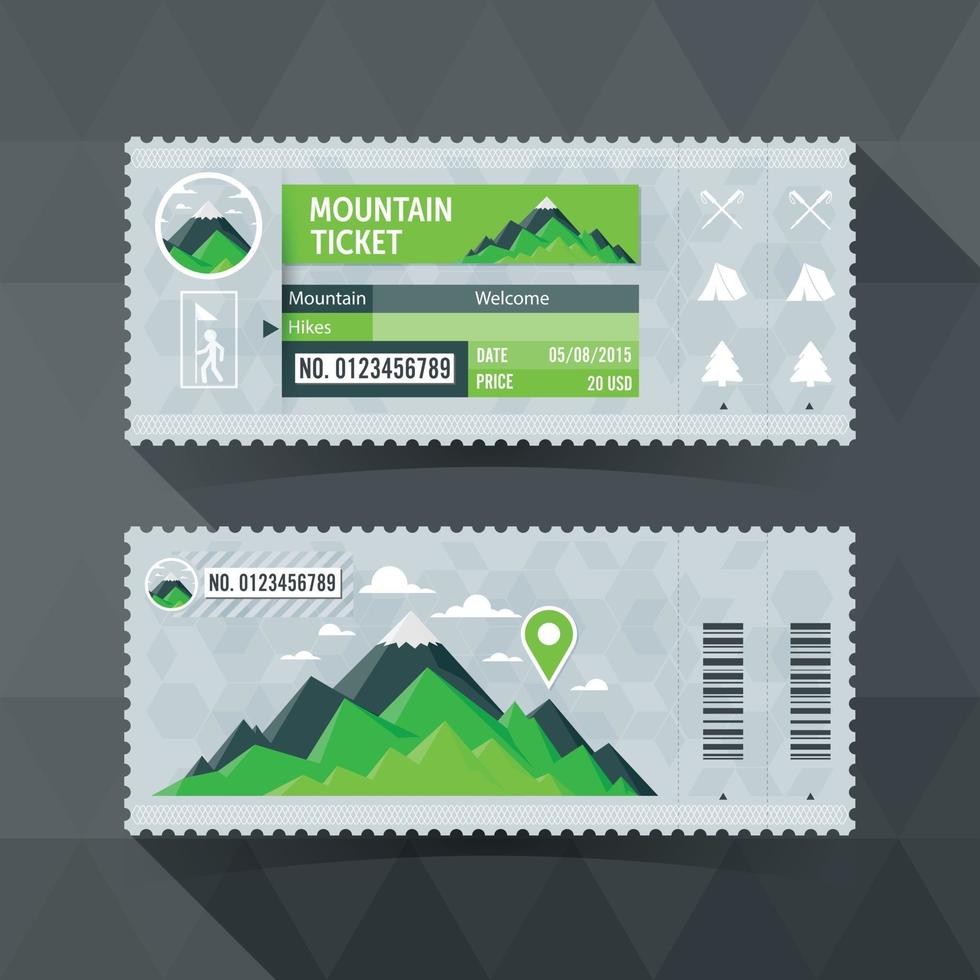 tarjeta de boleto de viaje de Mountain Park. diseño de elementos modernos. ilustración vectorial vector