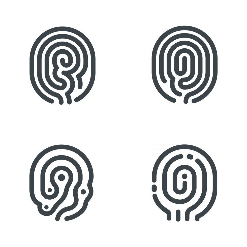 Set of fingerprint icons. Vector illustration